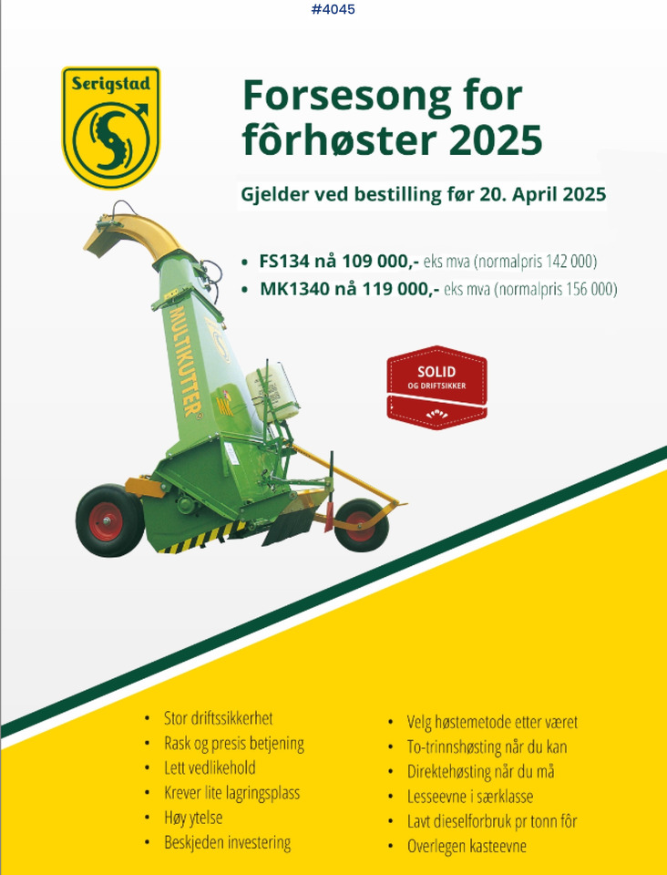 2025 Serigstad Forage harvester - Maquinaria de henificación: foto 1 2025 Serigstad Forage harvester - Maquinaria de henificación: foto 1