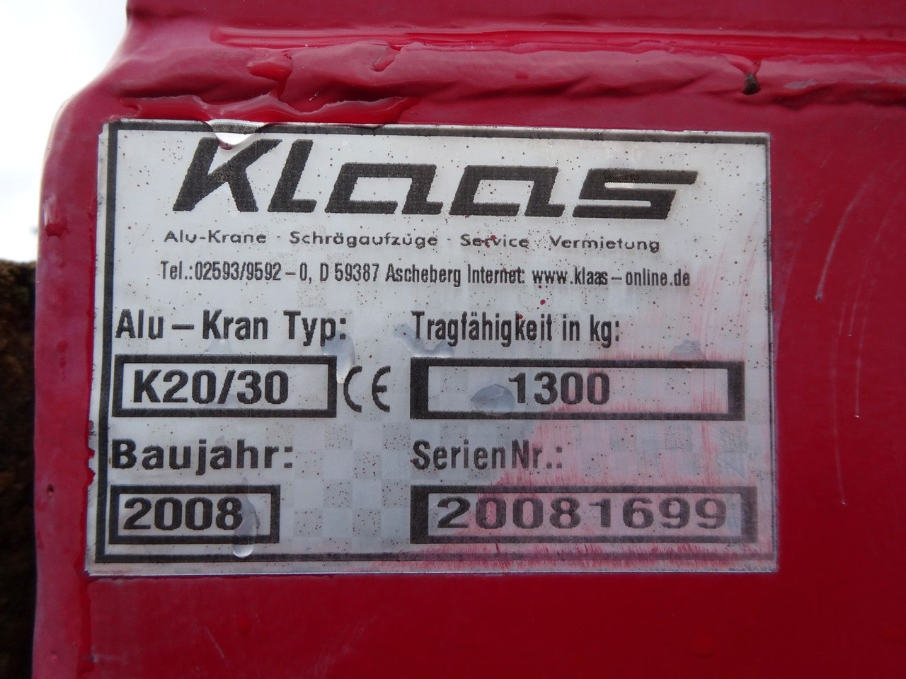 Remolque KLAAS-ALU-Kran K20/30 TS Anhänger 30 Meter: foto 13 Remolque KLAAS-ALU-Kran K20/30 TS Anhänger 30 Meter: foto 13