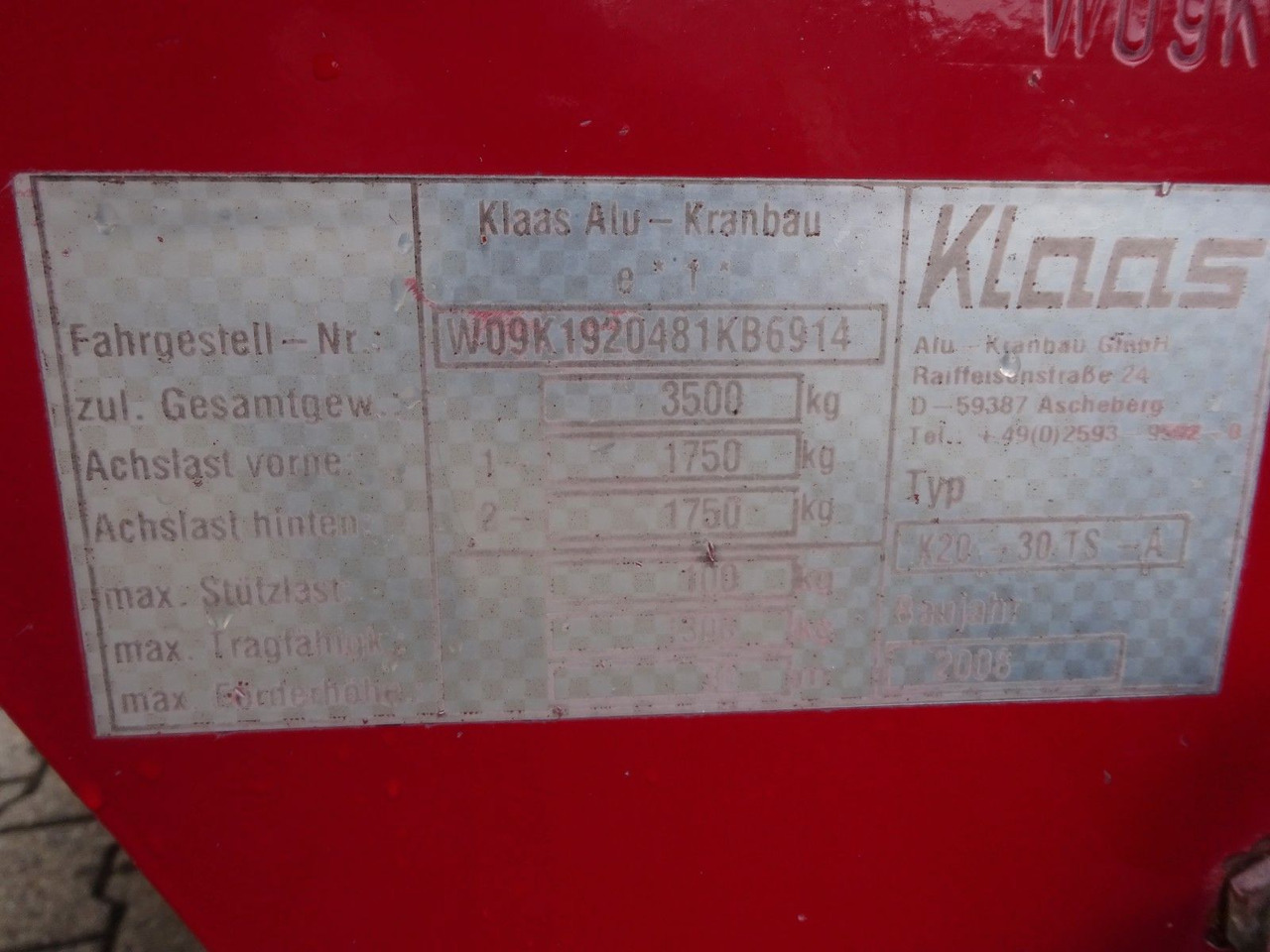Remolque KLAAS-ALU-Kran K20/30 TS Anhänger 30 Meter: foto 16 Remolque KLAAS-ALU-Kran K20/30 TS Anhänger 30 Meter: foto 16