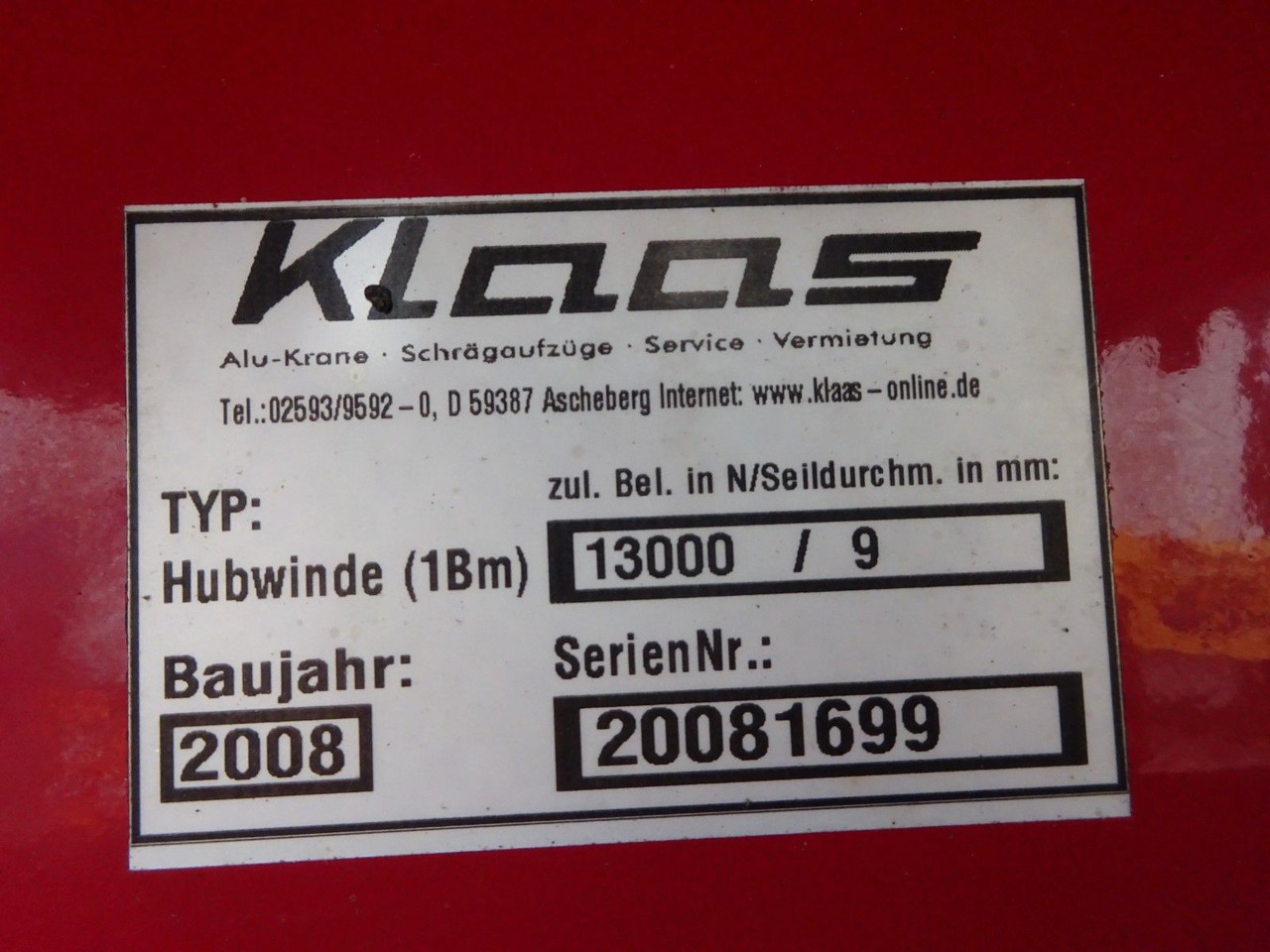 Remolque KLAAS-ALU-Kran K20/30 TS Anhänger 30 Meter: foto 14 Remolque KLAAS-ALU-Kran K20/30 TS Anhänger 30 Meter: foto 14