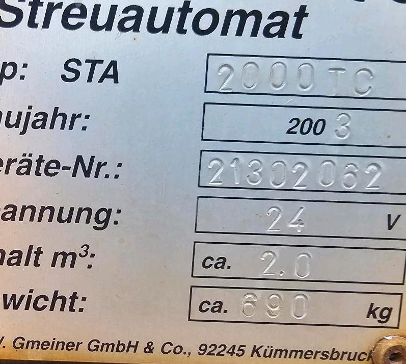 Gmeiner STA 2000TC Salzstreuer 2m3 Streuautomat Salzsilo Winterdienst Unimog 405 U300 400 500 423 427 430 318 Multicar tremo - Esparcidor de sal: foto 4 Gmeiner STA 2000TC Salzstreuer 2m3 Streuautomat Salzsilo Winterdienst Unimog 405 U300 400 500 423 427 430 318 Multicar tremo - Esparcidor de sal: foto 4