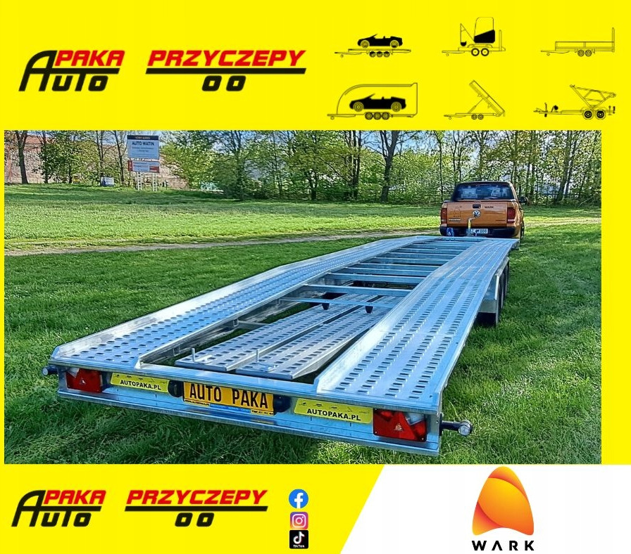 LAWETA Z NAJAZDAMI NA 2 AUTA 8,5x2M DMC 3500, 3 OSIE / CAR TRANSPORTER WITH RAMPS FOR 2 CARS 8.5x2M DMC 3500, 3 AXLES - Remolque portavehículos: foto 1 LAWETA Z NAJAZDAMI NA 2 AUTA 8,5x2M DMC 3500, 3 OSIE / CAR TRANSPORTER WITH RAMPS FOR 2 CARS 8.5x2M DMC 3500, 3 AXLES - Remolque portavehículos: foto 1