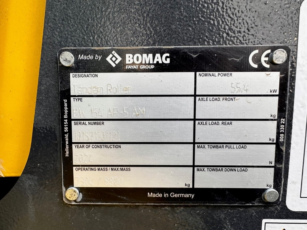 Apisonadora de asfalto nuevo BOMAG DE BW 154 AP-5 AM: foto 7