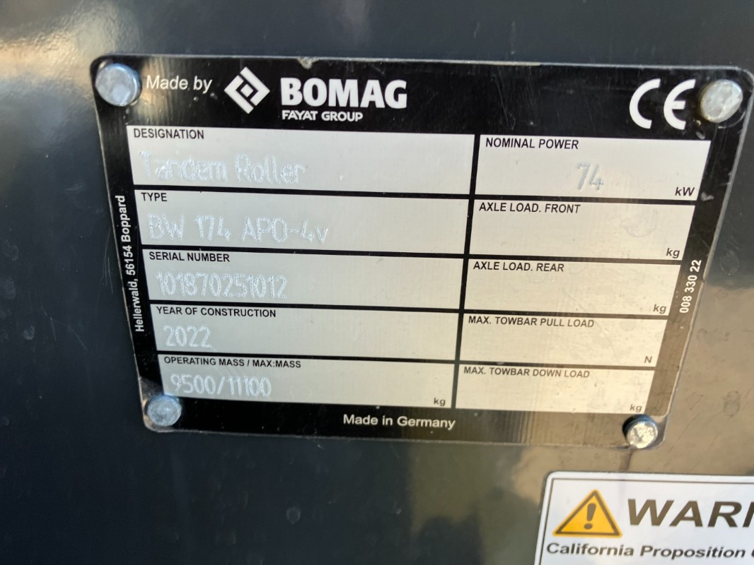 BOMAG DE BW 174 APO-4v Stage V/Tier 4f - Apisonadora de asfalto: foto 2 BOMAG DE BW 174 APO-4v Stage V/Tier 4f - Apisonadora de asfalto: foto 2
