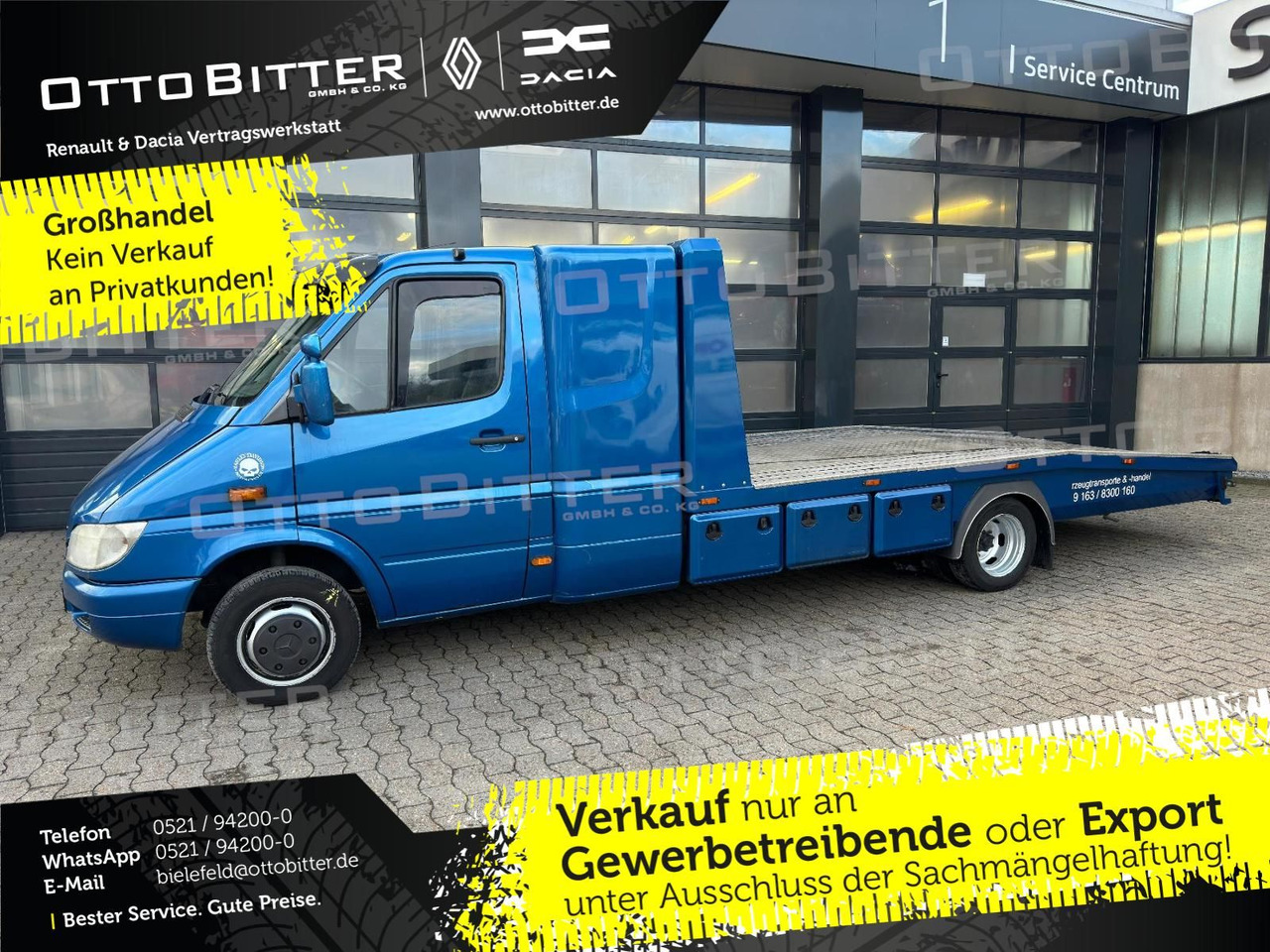 Mercedes-Benz Sprinter 2.7 CDI ABSCHLEPPWAGEN SCHLAFKABINE - Camión portavehículos: foto 1 Mercedes-Benz Sprinter 2.7 CDI ABSCHLEPPWAGEN SCHLAFKABINE - Camión portavehículos: foto 1