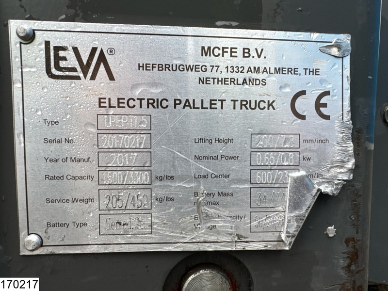 Leva LPEPT1.5 1500 kg, 0.2 m, electric, 1317 hours - Transpaleta: foto 5 Leva LPEPT1.5 1500 kg, 0.2 m, electric, 1317 hours - Transpaleta: foto 5