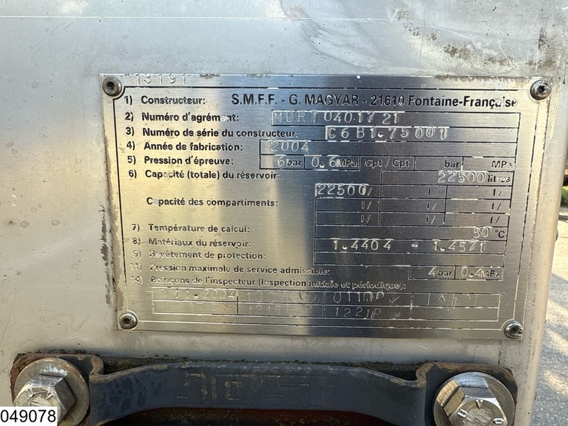 Magyar Chemie 22500 liter - Semirremolque cisterna: foto 5 Magyar Chemie 22500 liter - Semirremolque cisterna: foto 5