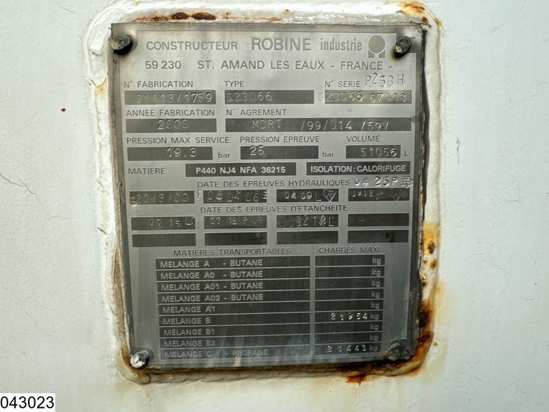 ROBINE Gas 51056 liter, LPG GPL Butane gas, 1 Comp - Semirremolque cisterna: foto 5 ROBINE Gas 51056 liter, LPG GPL Butane gas, 1 Comp - Semirremolque cisterna: foto 5