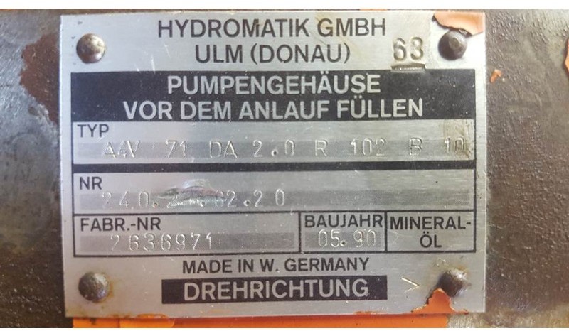 Hydromatik A4V71DA2.0R102B10 - Drive pump/Fahrpumpe/Rijpomp - Hidráulica: foto 3 Hydromatik A4V71DA2.0R102B10 - Drive pump/Fahrpumpe/Rijpomp - Hidráulica: foto 3