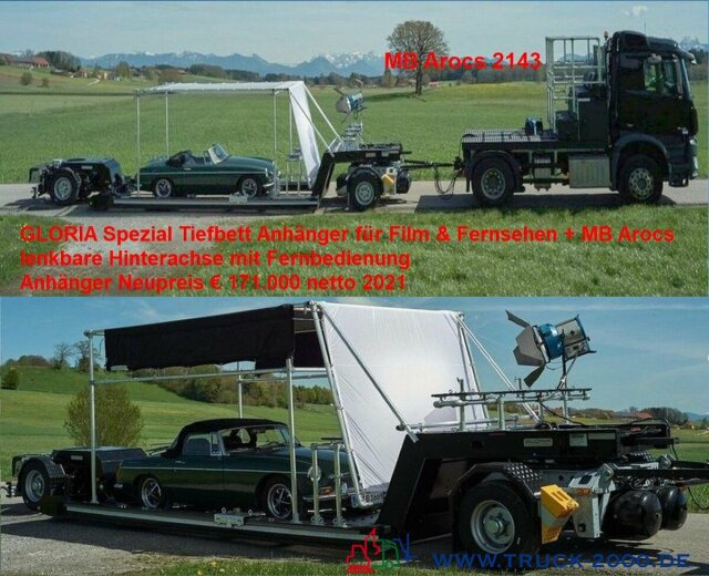 Mercedes-Benz 2143 Spezialgespann für TV & Film Produktion - Camión portavehículos: foto 1 Mercedes-Benz 2143 Spezialgespann für TV & Film Produktion - Camión portavehículos: foto 1