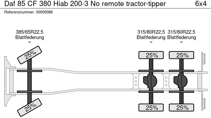 Camión volquete, Camión grúa DAF 85 CF 380 Hiab 200-3 No remote tractor-tipper: foto 13