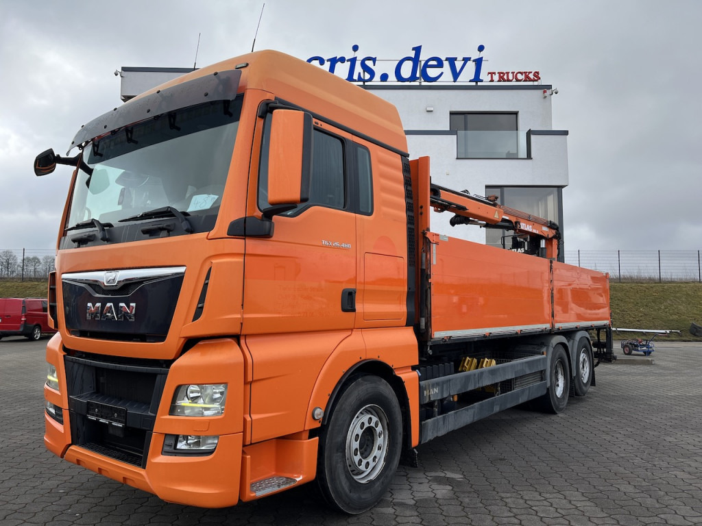 MAN TGX 26.480 6x2 Atlas 145.2 Baustoff - Camión caja abierta, Camión grúa: foto 1 MAN TGX 26.480 6x2 Atlas 145.2 Baustoff - Camión caja abierta, Camión grúa: foto 1