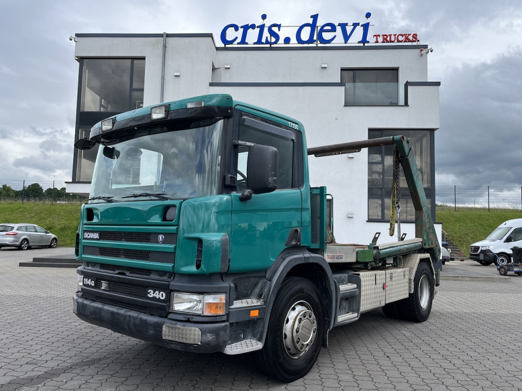 Scania P114 340 4x2 Trösch Absetzkipper Retarder AHK - Camión portacontenedor de cadenas: foto 1 Scania P114 340 4x2 Trösch Absetzkipper Retarder AHK - Camión portacontenedor de cadenas: foto 1