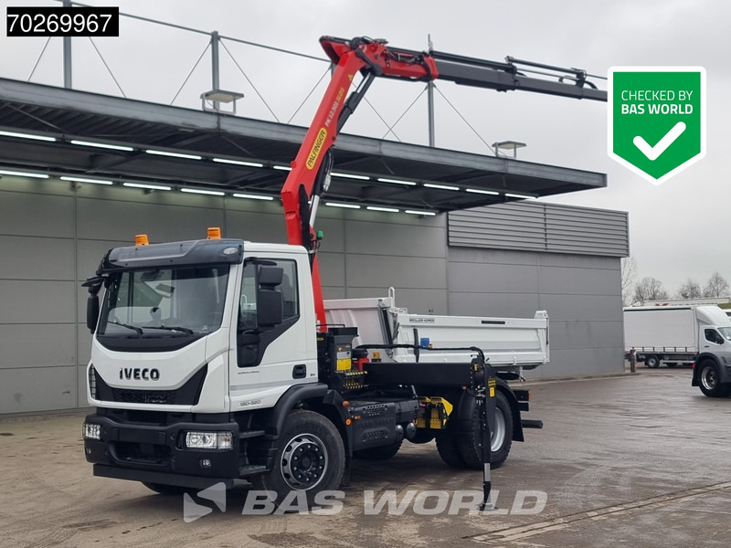 Iveco Eurocargo 180E320 4X2 Steelsuspension 3-Seiten Palfinger PK12.501 Euro 6 - Camión volquete, Camión grúa: foto 1 Iveco Eurocargo 180E320 4X2 Steelsuspension 3-Seiten Palfinger PK12.501 Euro 6 - Camión volquete, Camión grúa: foto 1