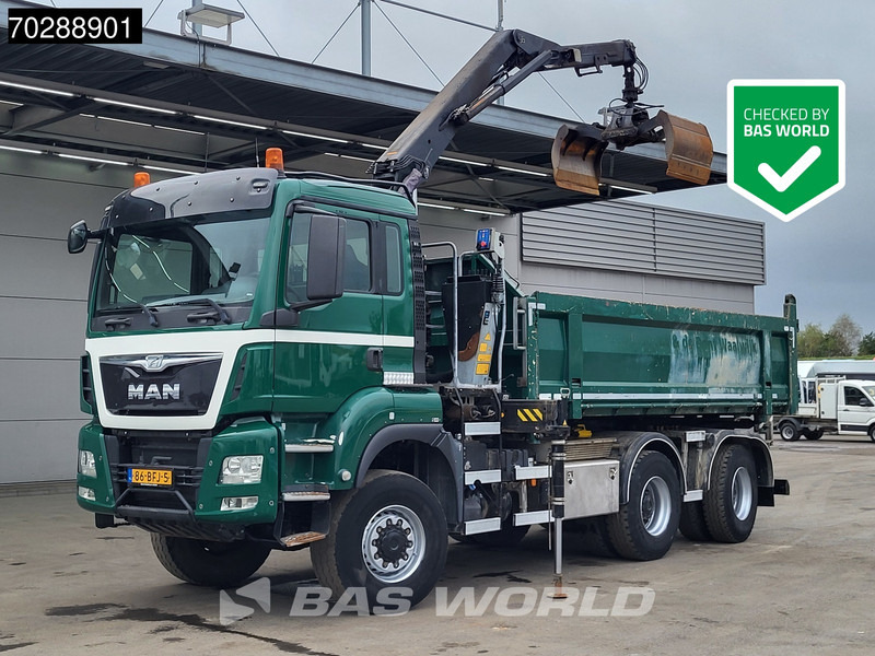 MAN TGS 33.440 TGS 6X6 NL-Truck 12m3 Jansen Tipper HMF 1643 Crane Steering-Axle Big-Axle Automatic Euro 6 - Camión volquete, Camión grúa: foto 1 MAN TGS 33.440 TGS 6X6 NL-Truck 12m3 Jansen Tipper HMF 1643 Crane Steering-Axle Big-Axle Automatic Euro 6 - Camión volquete, Camión grúa: foto 1