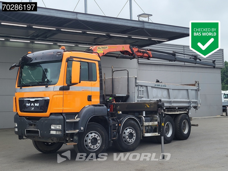 MAN TGS 35.400 8X4 Palfinger PK16001 K Kran Crane Retarder Big-Axle 2-Way tipper Euro 6 - Camión volquete, Camión grúa: foto 1 MAN TGS 35.400 8X4 Palfinger PK16001 K Kran Crane Retarder Big-Axle 2-Way tipper Euro 6 - Camión volquete, Camión grúa: foto 1