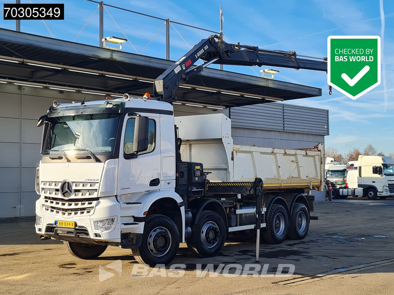 Mercedes-Benz Arocs 3240 8X4 HIAB X-HIDUO 188 E-2 Kran Crane 3-side tipper Big-Axle Euro 6 - Camión volquete, Camión grúa: foto 1 Mercedes-Benz Arocs 3240 8X4 HIAB X-HIDUO 188 E-2 Kran Crane 3-side tipper Big-Axle Euro 6 - Camión volquete, Camión grúa: foto 1