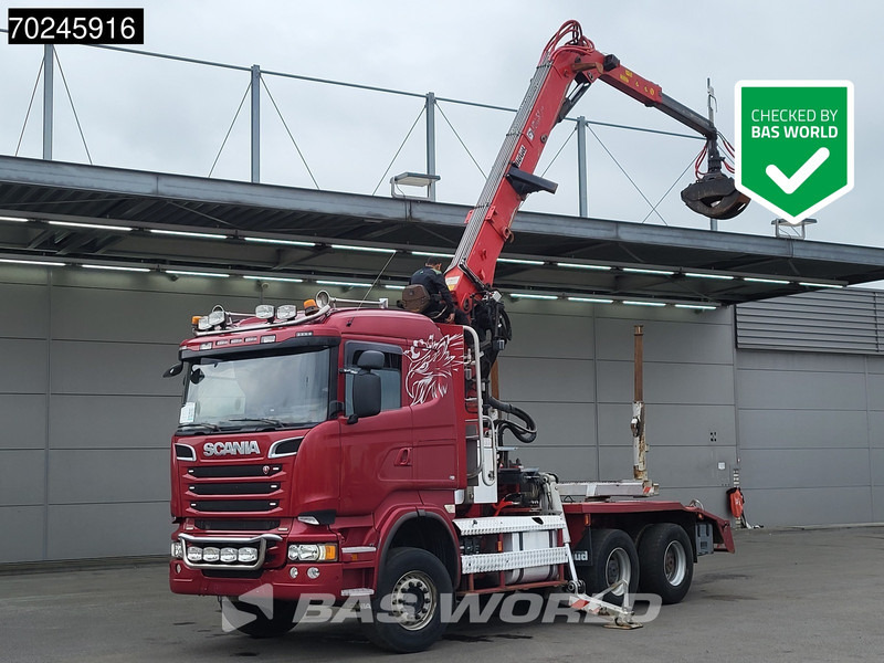 Scania R580 6X4 3-Pedals Jonsered J28505 83 Crane Kran Steel-suspension Retarder Euro 6 - Camión forestal, Camión grúa: foto 1 Scania R580 6X4 3-Pedals Jonsered J28505 83 Crane Kran Steel-suspension Retarder Euro 6 - Camión forestal, Camión grúa: foto 1
