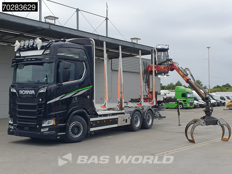 Camión forestal, Camión grúa Scania S650 S 6X4 Tajfun LIV100K Kran Holztransport Retarder 3-Pedals Euro 6: foto 7