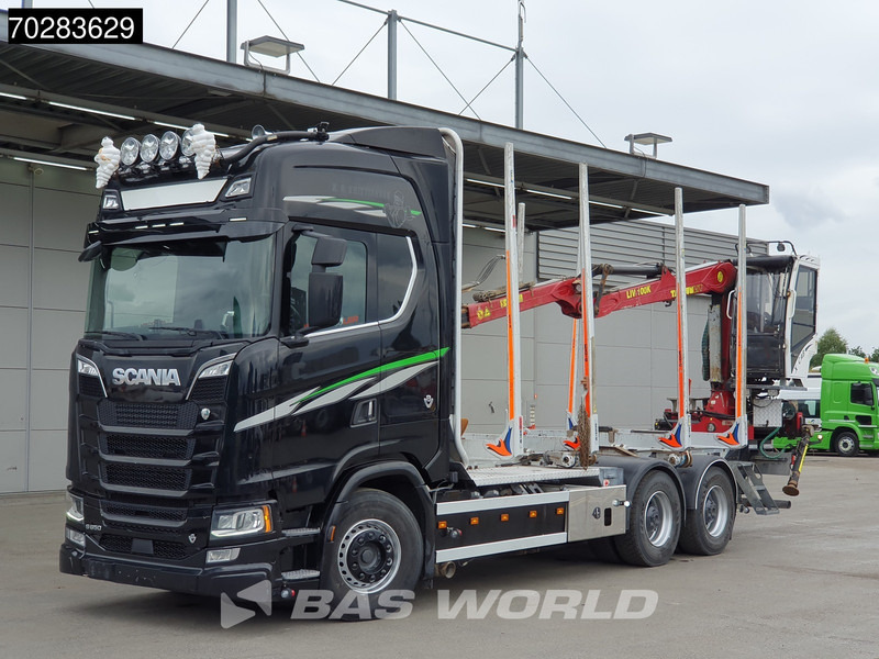 Camión forestal, Camión grúa Scania S650 S 6X4 Tajfun LIV100K Kran Holztransport Retarder 3-Pedals Euro 6: foto 13