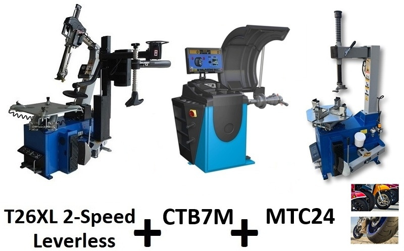 26 Inch leverless tyre changer with airbooster + wheel balancer LCD 3D monitor - 9 x ALU programs + motorcycle tyre changer - Equipo de taller: foto 1 26 Inch leverless tyre changer with airbooster + wheel balancer LCD 3D monitor - 9 x ALU programs + motorcycle tyre changer - Equipo de taller: foto 1