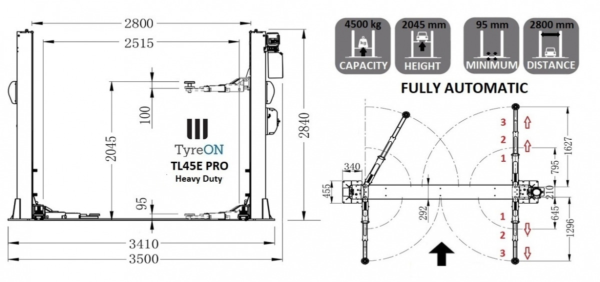 Equipo de taller TL45E PRO 2 post lift - fully automatic: foto 6 Equipo de taller TL45E PRO 2 post lift - fully automatic: foto 6