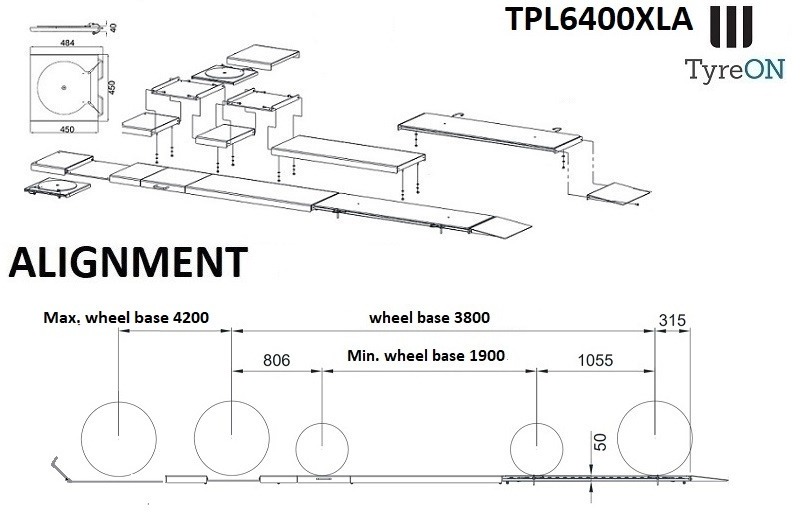 TPL6400XLA 4 post wheel alignment lift - 5.8 m runways - 6.4T - Equipo de taller: foto 3 TPL6400XLA 4 post wheel alignment lift - 5.8 m runways - 6.4T - Equipo de taller: foto 3
