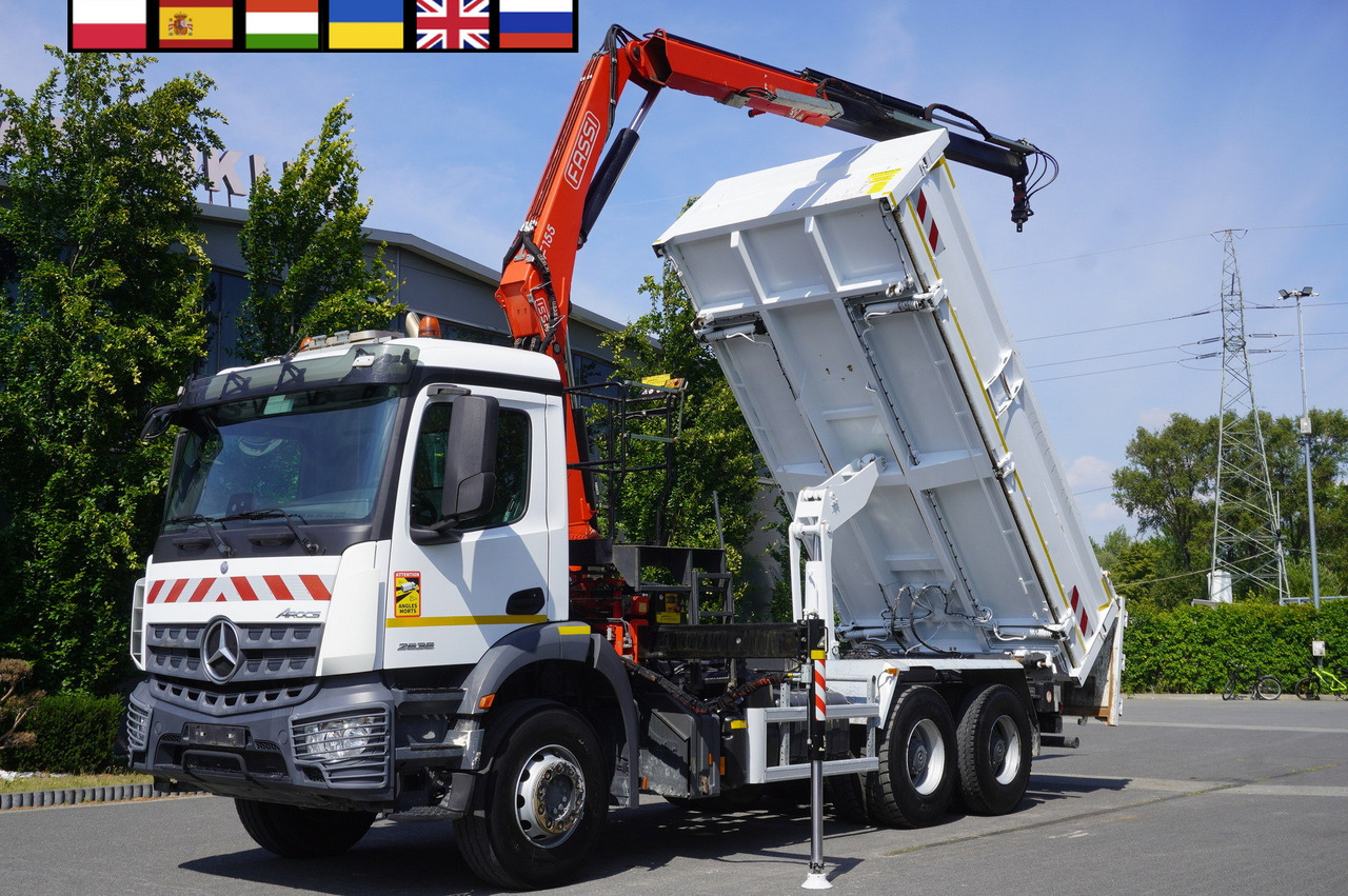 MERCEDES-BENZ AROCS 2636 / Fassi F155A.0.22 crane 6t / 120 tho. km / 3-sided dump truck / 2 x Bordmatic - Camión volquete, Camión grúa: foto 1 MERCEDES-BENZ AROCS 2636 / Fassi F155A.0.22 crane 6t / 120 tho. km / 3-sided dump truck / 2 x Bordmatic - Camión volquete, Camión grúa: foto 1
