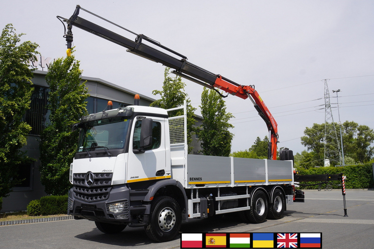 MERCEDES-BENZ AROCS 2636 Flatbed / HDS FASSI F175 7.7 T / 150,000 km - Camión grúa: foto 1 MERCEDES-BENZ AROCS 2636 Flatbed / HDS FASSI F175 7.7 T / 150,000 km - Camión grúa: foto 1