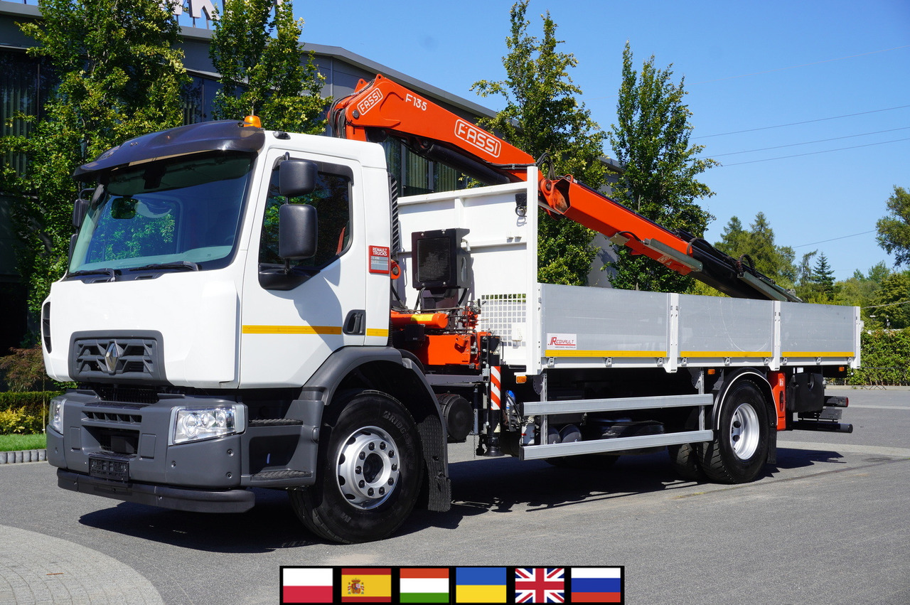 RENAULT C280 DTI 8 / FASSI crane 5.6 T / range 8 m / Flatbed 15 EPAL - Camión grúa: foto 1 RENAULT C280 DTI 8 / FASSI crane 5.6 T / range 8 m / Flatbed 15 EPAL - Camión grúa: foto 1