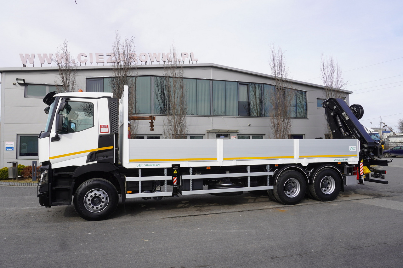 Camión forestal, Camión grúa para transporte de madera RENAULT C430 / HIAB 244 EP-5 HIDUO crane 8400 kg 15 m / Platform with stanchions: foto 6