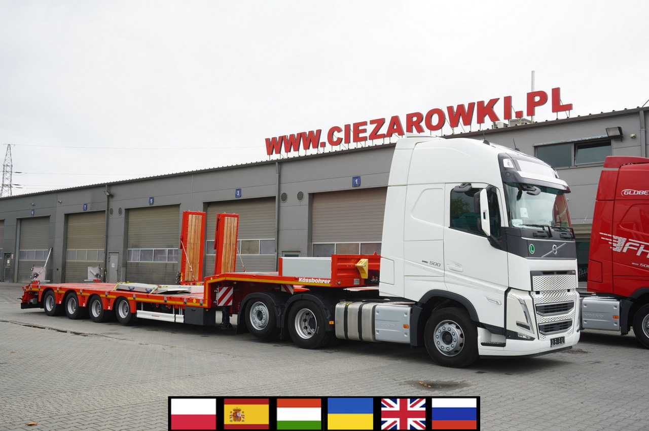 VOLVO FH 500 6 × 2 Globetrotter XL / 2023 / 114 thousand km / Brand-new low-loader Kässbohrer LB3E semi-trailer - Camión portavehículos: foto 1 VOLVO FH 500 6 × 2 Globetrotter XL / 2023 / 114 thousand km / Brand-new low-loader Kässbohrer LB3E semi-trailer - Camión portavehículos: foto 1