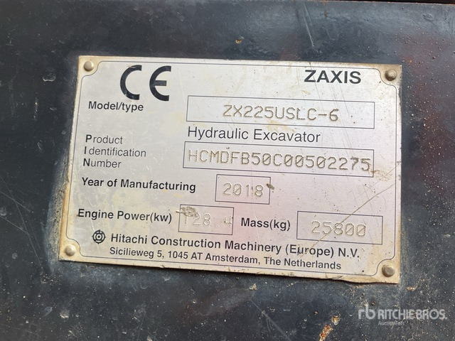 2018 Hitachi ZX225USLC-6 Tracked Excavator - Excavadora de cadenas: foto 2 2018 Hitachi ZX225USLC-6 Tracked Excavator - Excavadora de cadenas: foto 2