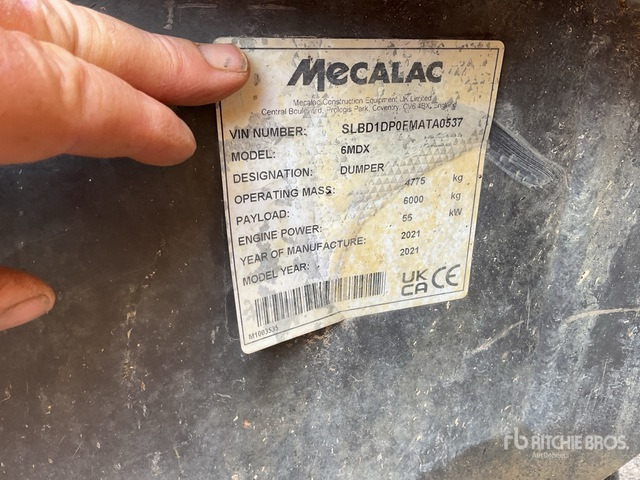 2021 Mecalac 6MDX Cabbed 6 Ton Dumper - Dúmper: foto 1 2021 Mecalac 6MDX Cabbed 6 Ton Dumper - Dúmper: foto 1
