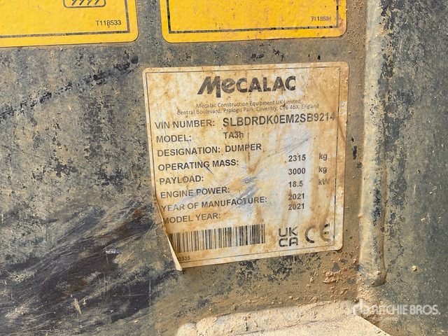 2021 Mecalac TA3H Hydrostatic Dumper - Dúmper: foto 2 2021 Mecalac TA3H Hydrostatic Dumper - Dúmper: foto 2