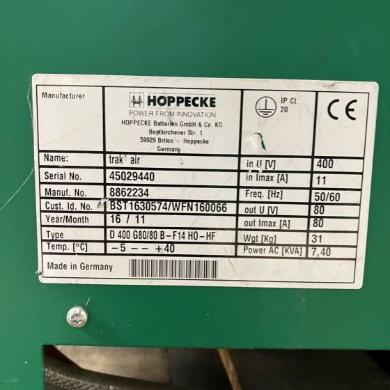 Sistema eléctrico para Equipo de manutención Hoppecke D 400 G80/80 B-F14 H0 - HF Trak Air (2): foto 6