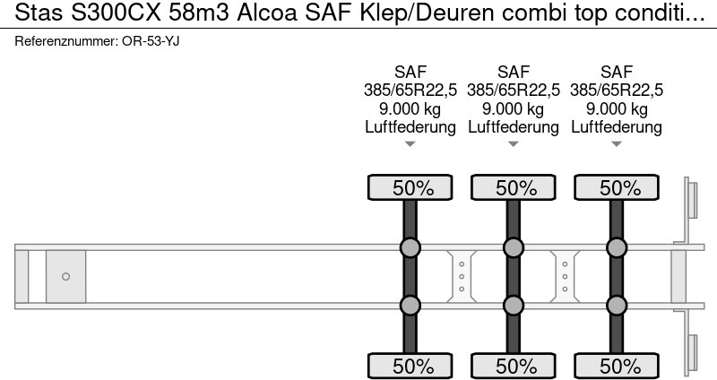 Semirremolque volquete Stas S300CX 58m3 Alcoa SAF Klep/Deuren combi top condition 6340kg: foto 18