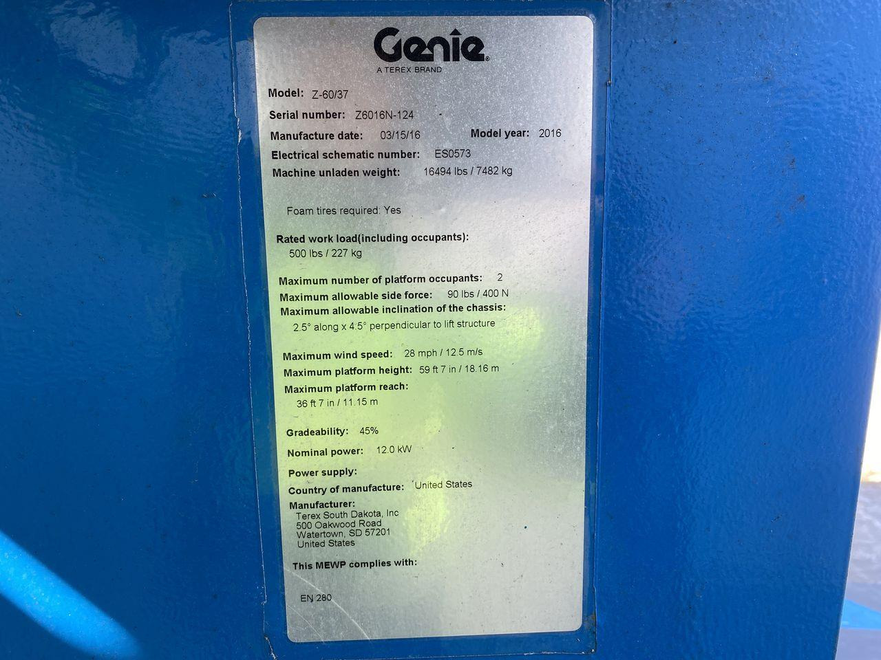 Plataforma articulada Genie Z60/37 DC: foto 10