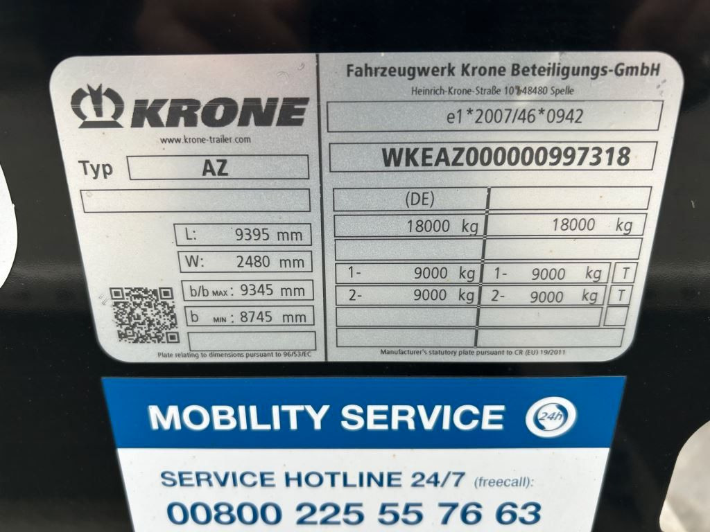 Krone 2 Achswechselfahrgestell, Typ: MAXI AZW 18 eL3B7 - Remolque portacontenedore/ Intercambiable: foto 4 Krone 2 Achswechselfahrgestell, Typ: MAXI AZW 18 eL3B7 - Remolque portacontenedore/ Intercambiable: foto 4