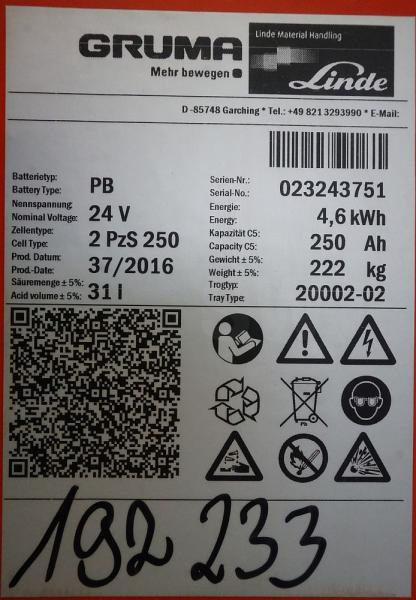 GRUMA 24 Volt 2 PzS 250 Ah - Acumulador para Equipo de manutención: foto 5 GRUMA 24 Volt 2 PzS 250 Ah - Acumulador para Equipo de manutención: foto 5