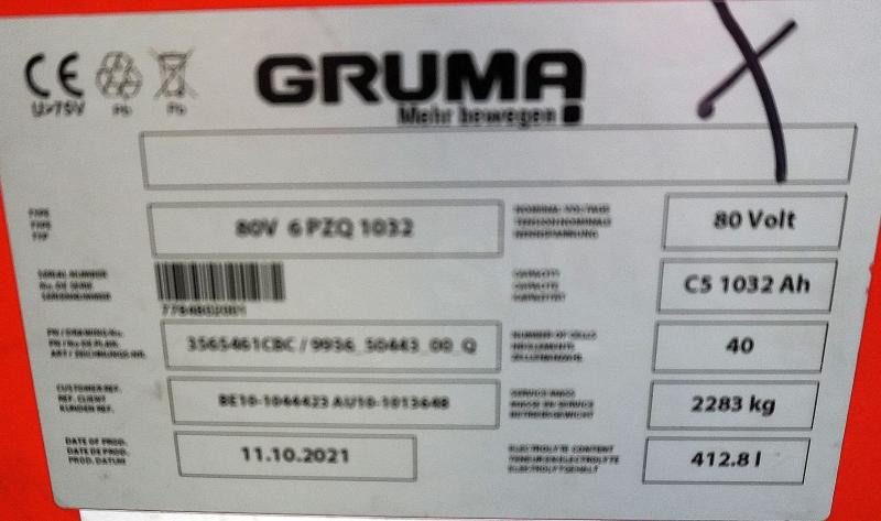 GRUMA 80 Volt 6 PzQ 1032 Ah - Acumulador para Equipo de manutención: foto 5 GRUMA 80 Volt 6 PzQ 1032 Ah - Acumulador para Equipo de manutención: foto 5