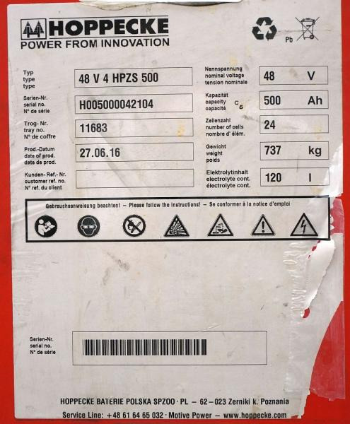 HOPPECKE 48 Volt 4 PzS 500 Ah - Acumulador: foto 5 HOPPECKE 48 Volt 4 PzS 500 Ah - Acumulador: foto 5