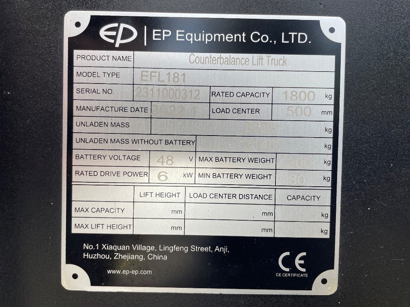 EP EFL 181 - Carretilla elevadora eléctrica: foto 3 EP EFL 181 - Carretilla elevadora eléctrica: foto 3