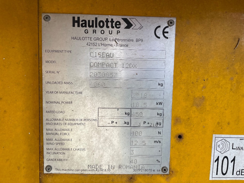Haulotte Compact 12 DX - Plataforma de tijeras: foto 3 Haulotte Compact 12 DX - Plataforma de tijeras: foto 3