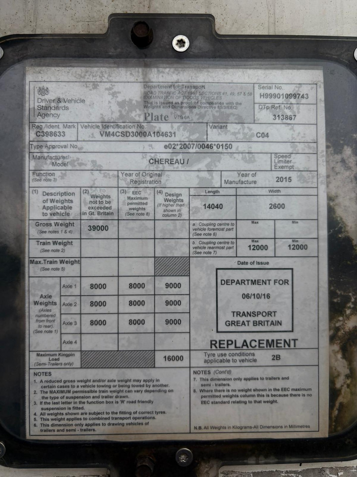 Chereau 2015 Vector 1950MT – JST102 - Semirremolque frigorífico: foto 4 Chereau 2015 Vector 1950MT – JST102 - Semirremolque frigorífico: foto 4