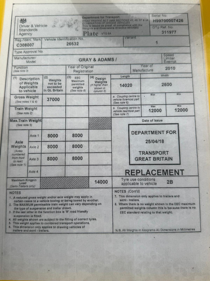 Gray and Adams 2010 Vector 1850 MT – D11 - Semirremolque frigorífico: foto 4 Gray and Adams 2010 Vector 1850 MT – D11 - Semirremolque frigorífico: foto 4