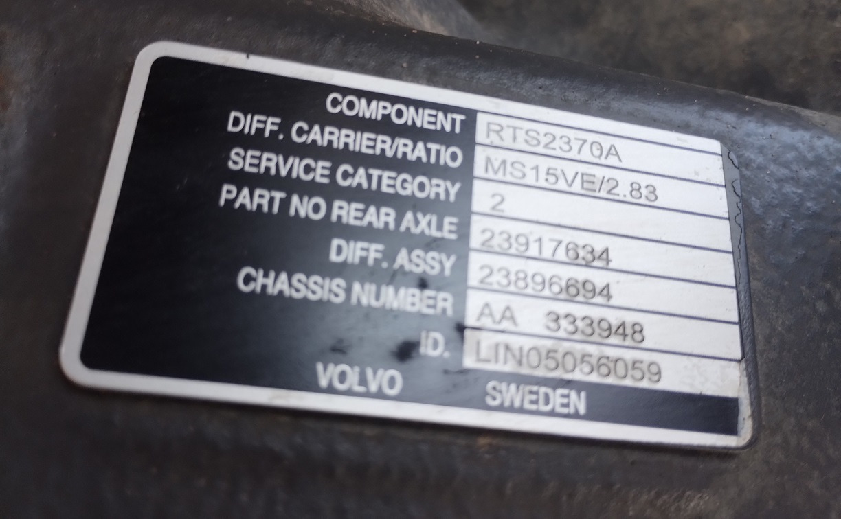 Volvo Rear axle differential LIFTING AXLE FH 500 FH 550 8x4 6x4 RTS2370A MS15VE 2.83 - Eje y piezas: foto 4 Volvo Rear axle differential LIFTING AXLE FH 500 FH 550 8x4 6x4 RTS2370A MS15VE 2.83 - Eje y piezas: foto 4
