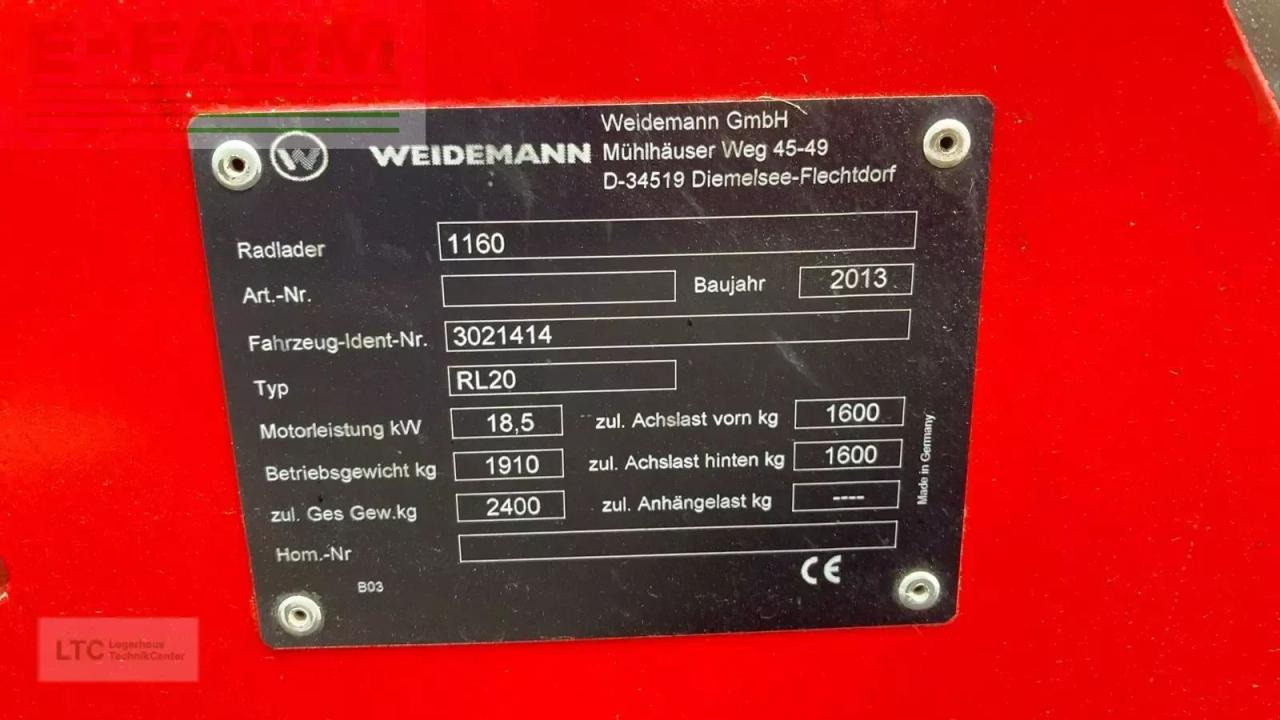 Cargadora de ruedas Weidemann 1160: foto 12