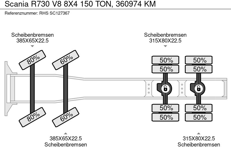 Cabeza tractora Scania R730 V8 8X4 150 TON, 360974 KM: foto 20