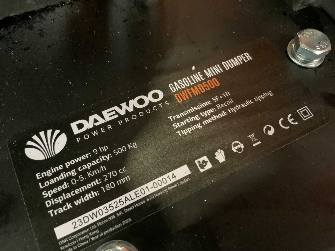 Minidumper DAEWOO - 2025 - DWFMD500 - HYDRAULIC DUMPER PETROL: foto 9